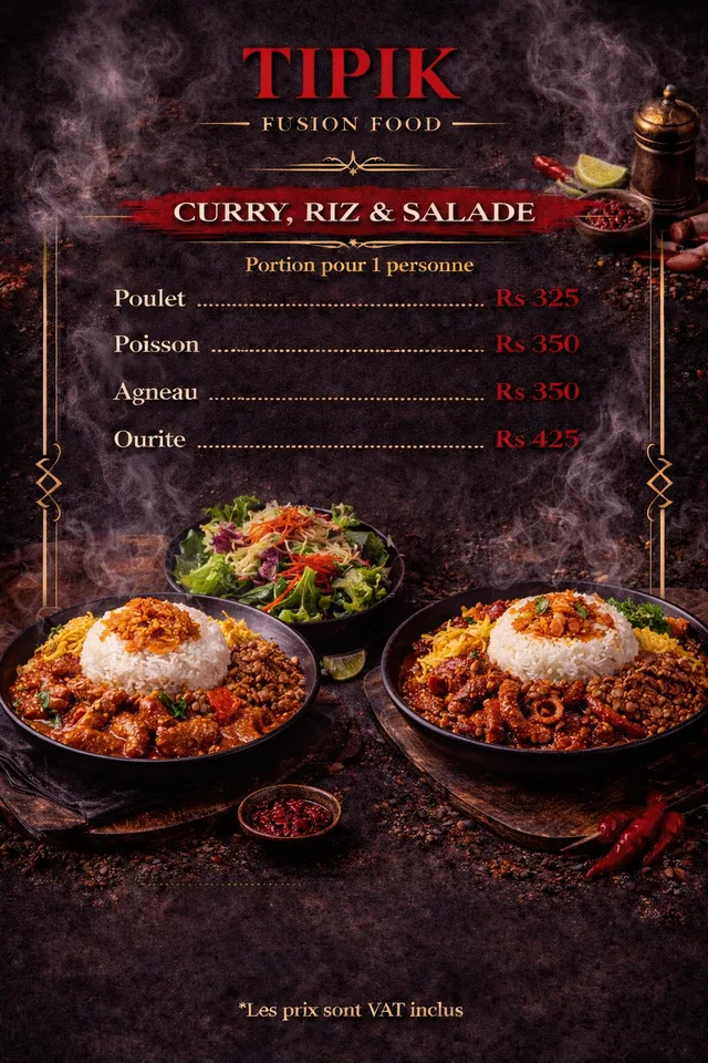 Original menu for Tipik Fusion Food, page 1