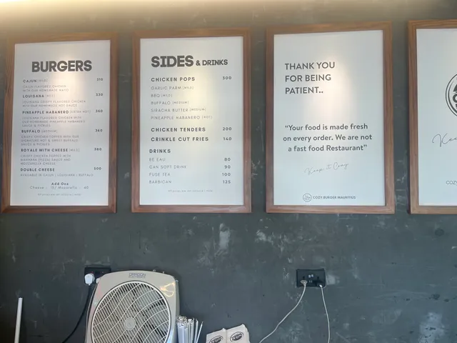 Original menu for Cozy Burger, page 1