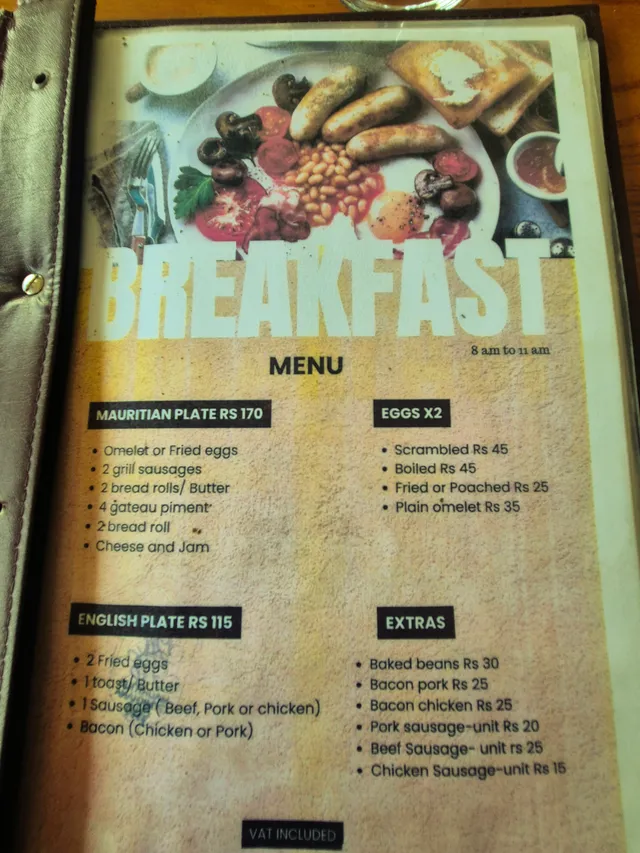 Original menu for Mauritius Gymkhana Club, page 1